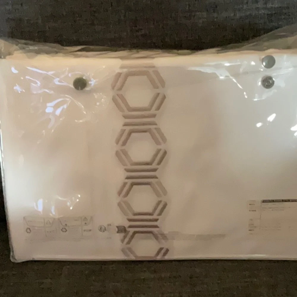 NWT FRETTE KING SHEET SET WHITE GREY ADORN EMBROIDERY